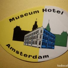Etiquetas antiguas: ETIQUETA HOTEL PARA MALETA - BAGGAGE LABEL - MUSEUM HOTEL - AMSTERDAM - HOLANDA - 9 X 14 CM