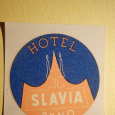 Etiquetas antiguas: ETIQUETA HOTEL PARA MALETA - BAGGAGE LABEL - HOTEL SLAVIA BRNO - CHECOSLOVAQUIA - 8,5 X 9 CM