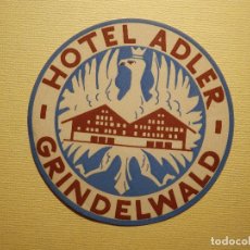 Etiquetas antiguas: ETIQUETA HOTEL PARA MALETA - BAGGAGE LABEL - HOTEL ADLER - GRINDELWALD - SUIZA - 8 CM
