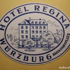 Etiquetas antiguas: ETIQUETA HOTEL PARA MALETA - BAGGAGE LABEL - HOTEL REGINA - WURZBURG - ALEMANIA - 8 X 10 CM. 