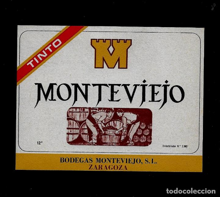 Etiquetas antiguas: ETIQUETA VINO - MONTEVIEJO TINTO - ZARAGOZA