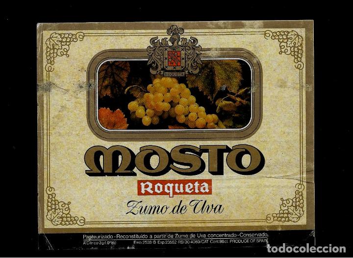 Etiquetas antiguas: ETIQUETA VINO - MOSTO - ROQUETA - ZUMO DE UVA