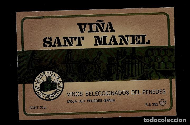 Etiquetas antiguas: ETIQUETA DE VINO - VI&Ntilde;A SANT MANEL - MOJA - PENEDES