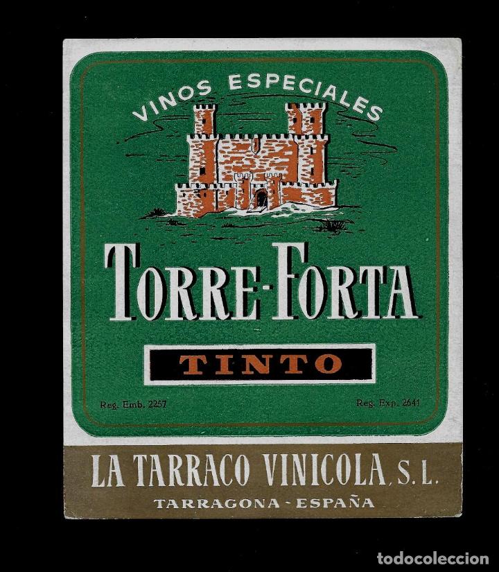 Etiquetas antiguas: ETIQUETA VINO - TORRE-FORTA - TINTO - TARRACO VINICOLA