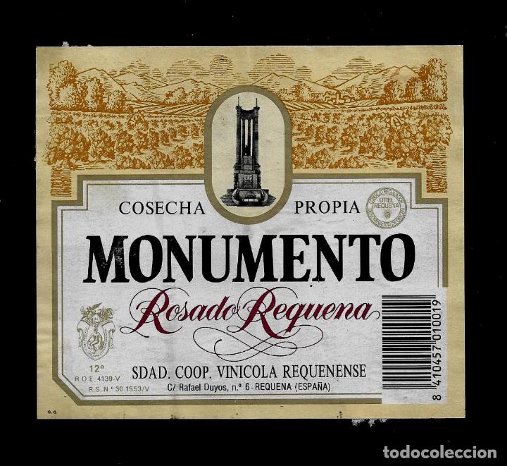 Etiquetas antiguas: ETIQUETA VINO - MONUMENTO - ROSADO REQUENA - REQUENA
