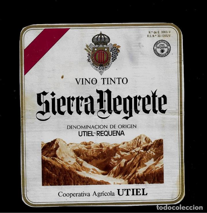 Etiquetas antiguas: ETIQUETA VINO - SIERRA NEGRETE - VINO TINTO - UTIEL-REQUENA