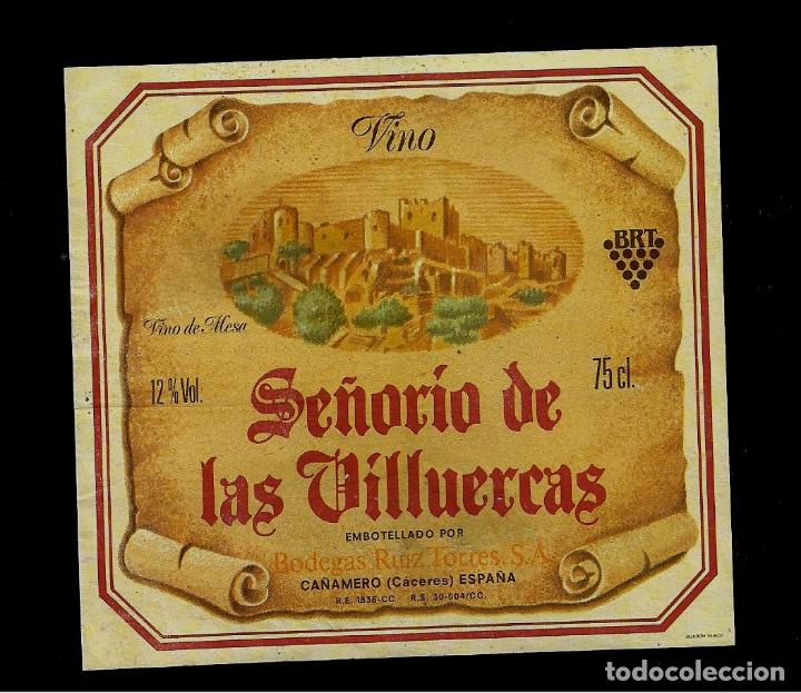 Etiquetas antiguas: ETIQUETA VINO - SE&Ntilde;ORIO DE VILLUERCAS - CA&Ntilde;AMERO - CACERES