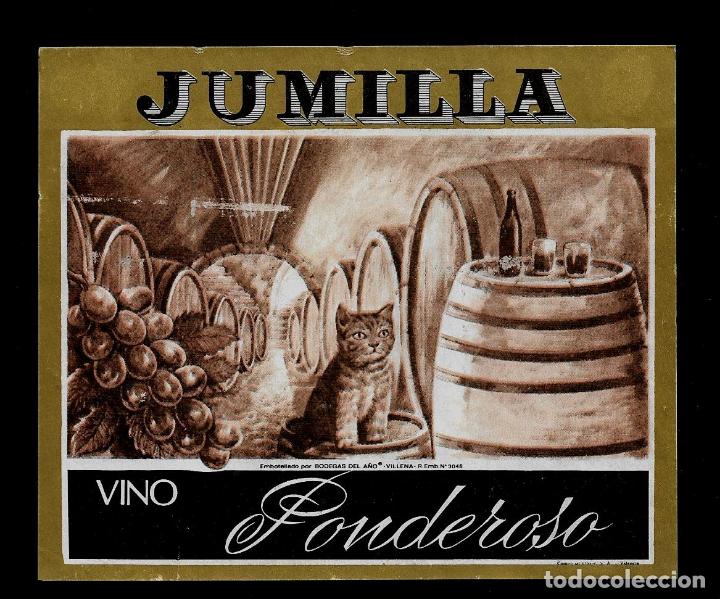 Etiquetas antiguas: ETIQUETA VINO - JUMILLA - PONDEROSO - - BODEGAS DEL A&Ntilde;O - VILLENA