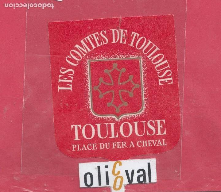 Etiquetas antiguas: ETIQUETA HOTEL LES COMTES DE TOULOUSE FRANCIA TROQUEL 80 X 92 ORIGINAL EHX041901 12