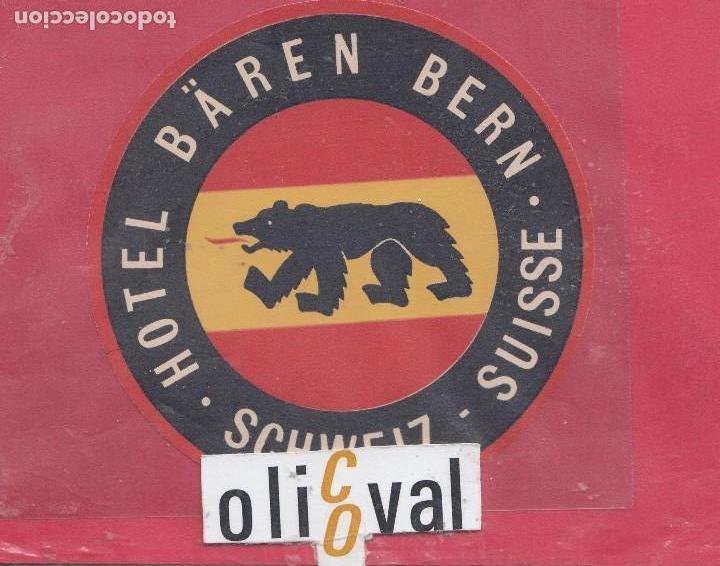 Etiquetas antiguas: ETIQUETA HOTEL B&Auml;REN BER SUIZA TROQUEL 89mm COLA ORIGINAL EHX041901 18