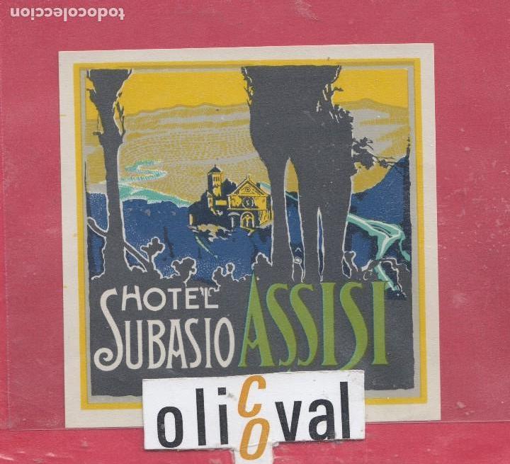 Etiquetas antiguas: ETIQUETA HOTEL SUBASIO ASSISI ORIGINALN 82 X 82  EHX041901 19
