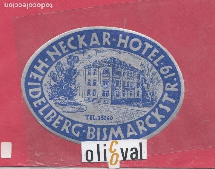 Etiquetas antiguas: ETIQUETA HOTEL NECKAR HEIDELBERG  DATADA  TROQUEL OVAL  105mm EHX041901 28.j