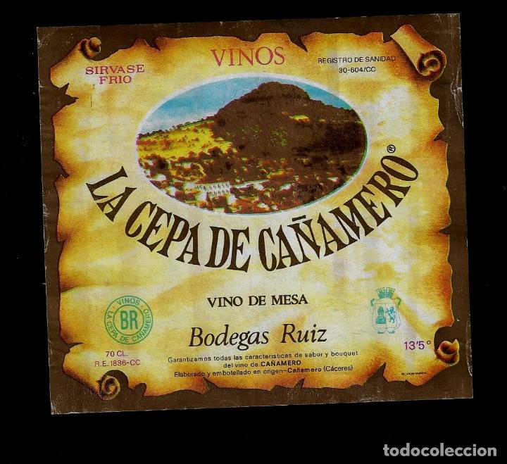 Etiquetas antiguas: ETIQUETA VINO - LA CEPA DE CA&Ntilde;AMERO - BODEGAS RUIZ