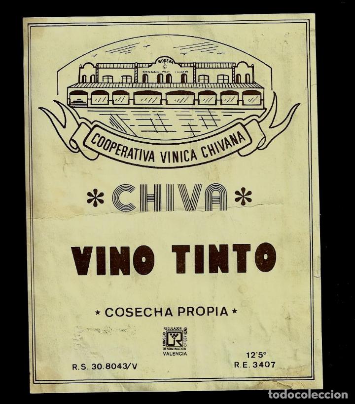 Etiquetas antiguas: ETIQUETA VINO - CHIVA - VINO TINTO - COOP. VINICA CHIVANA
