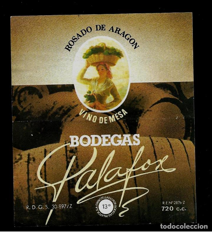 Etiquetas antiguas: ETIQUETA VINO - BODEGAS PALAFOX - ROSADO DE ARAGON