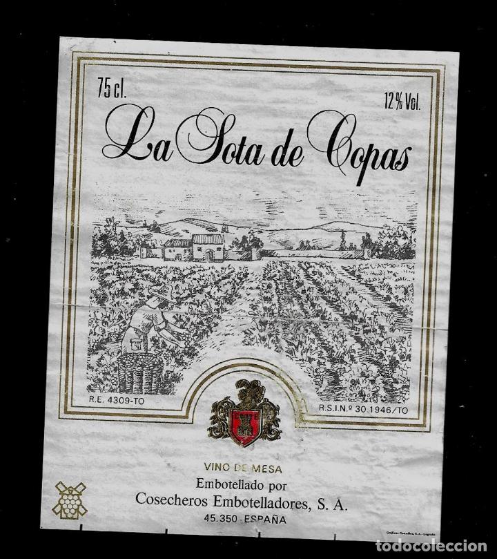 Etiquetas antiguas: ETIQUETA VINO - LA SOTA DE COPAS - COSECHEROS EMBOTELLADORES
