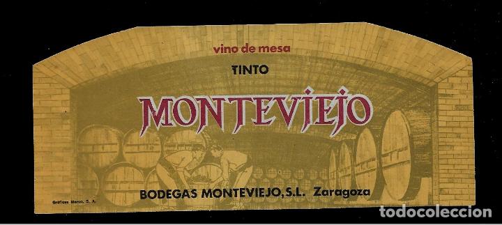 Etiquetas antiguas: ETIQUETA VINO - MONTEVIEJO - TINTO - ZARAGOZA