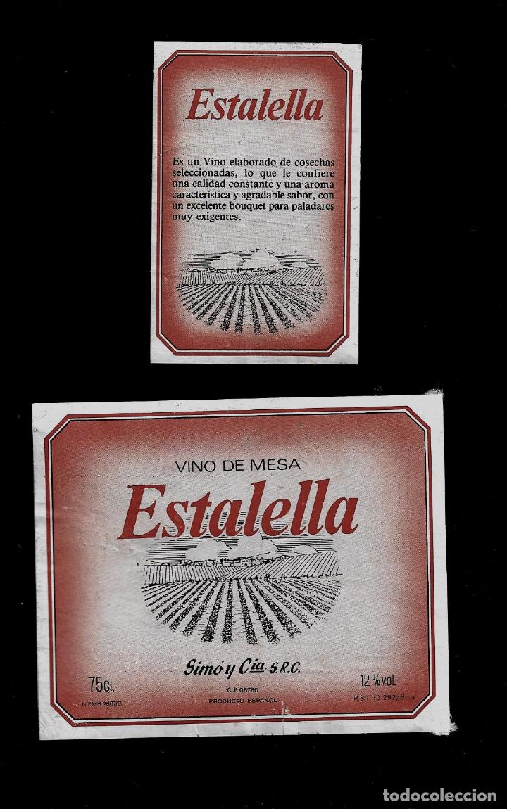 Etiquetas antiguas: ETIQUETA VINO - ESTALELLA - SIMO Y C&ordf;