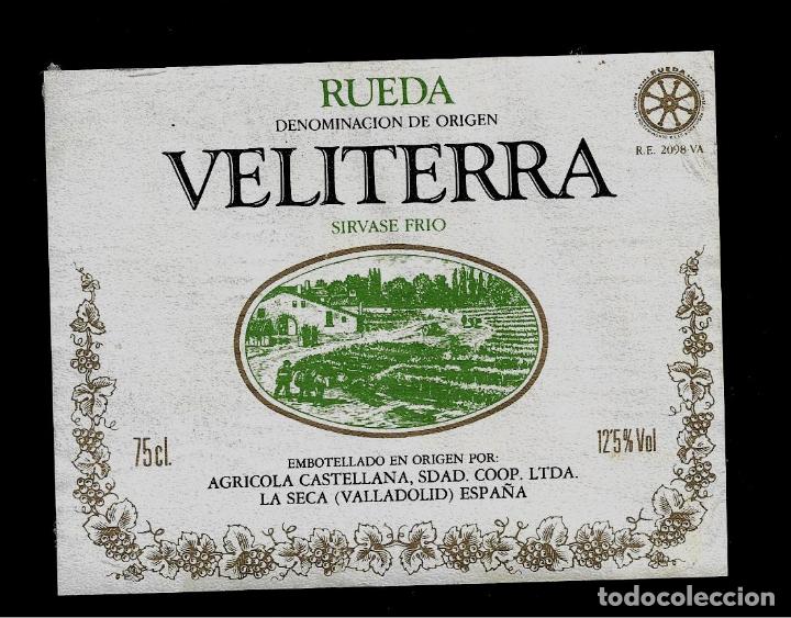 Etiquetas antiguas: ETIQUETA VINO - RUEDA - VELITERRA - AGRICOLA CASTELLANA - LA SECA - VALLADOLID