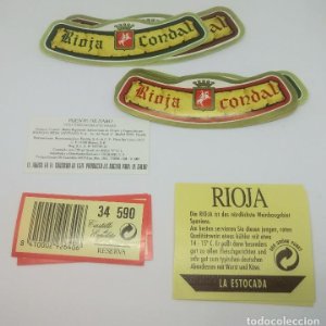 Lote 12 etiquetas Rioja Condal. Castillo de Ezpeleta. La estocada. Excelente estado