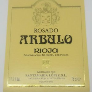 Arbulo. Rioja. Rosado. Santamaría López. Laguardia. Rioja Alavesa. Etiqueta impecable 12,7x10cm