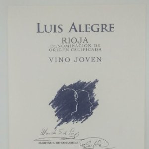 Luis Alegre. Rioja Vino Joven Rioja alavesa. Bodegas Luis Alegre. Laguardia. Alava. Impecable 13,5x9