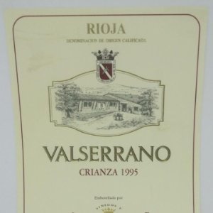 Valserrano. Rioja. Crianza 1995 Bodegas de la Marquesa. Villabuena. Rioja Alavesa. Etiqueta 13x10cm