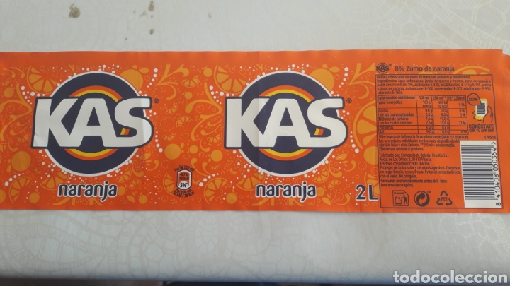 &Eacute;tiquettes anciennes: Etiqueta Kas naranja Pepsico Espa&ntilde;a