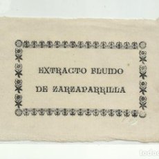 Etiquetas antiguas: ANTIGUA ETIQUETA FARMACEUTICA, EXTRACTO FLUIDO DE ZARZAPARRILLA.. Lote 161874546