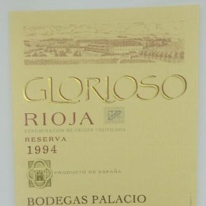Glorioso. Rioja. Reserva 1994 Bodegas Palacios. La Guardia. Alava. Etiqueta impecable
