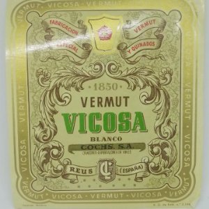 Vermut Vicosa 1850 Blanco Cochs S.A.. Reus. Etiqueta original 14,8x12,7cm