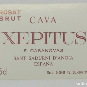 Cava Xepitus. Rosat Brut. E.Casanovas. Sant Sadurni d'Anoia. Etiqueta impecable 7,2x4,7cm