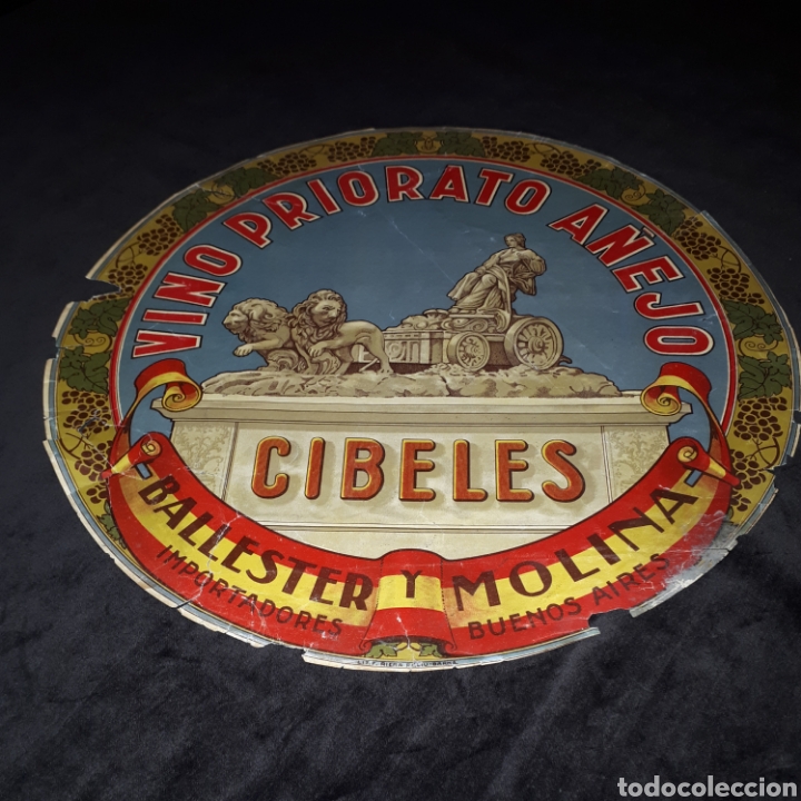 Etiquetas antiguas: Antigua etiqueta barrica vino priorato a&ntilde;ejo Cibeles Ballester y Molina Buenos Aires