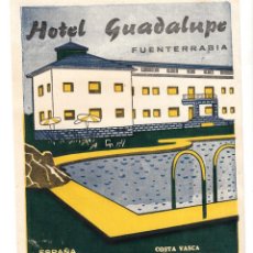 Etiquetas antiguas: ETIQUETA HOTEL GUADALUPE EN FUENTERRABIA - HONDARRIBIA . Lote 162508246
