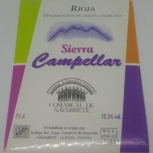 Sierra Campellar. Rioja. Navarrete. La Rioja. Etiqueta impecable 13x9,7cm