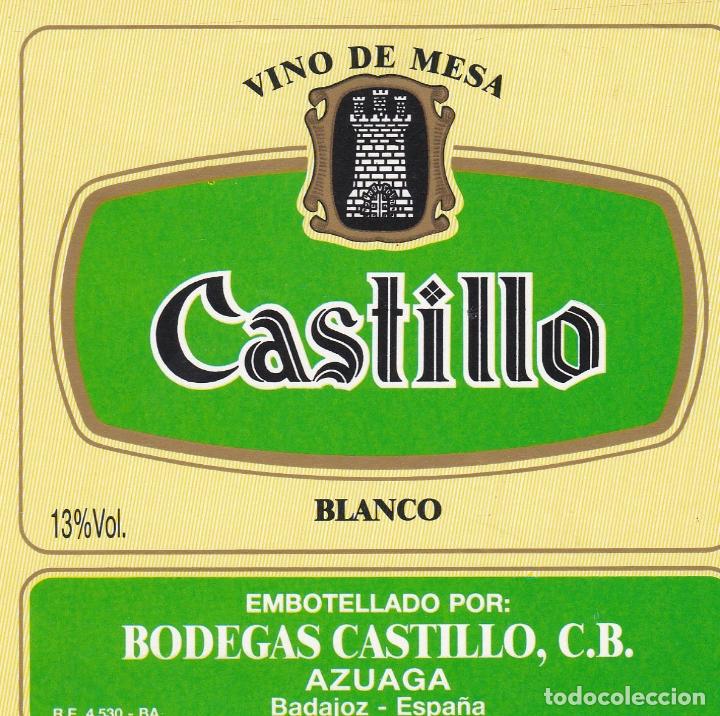 Etichette antiche: Etiquetas vinos. Castillo. Vino de mesa. Blanco. Bodegas Castillo C.B. Badajoz. Espa&ntilde;a