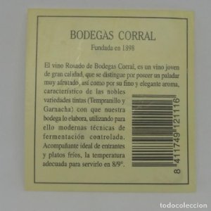 Bodegas Corral. Etiqueta 6,5x6cm