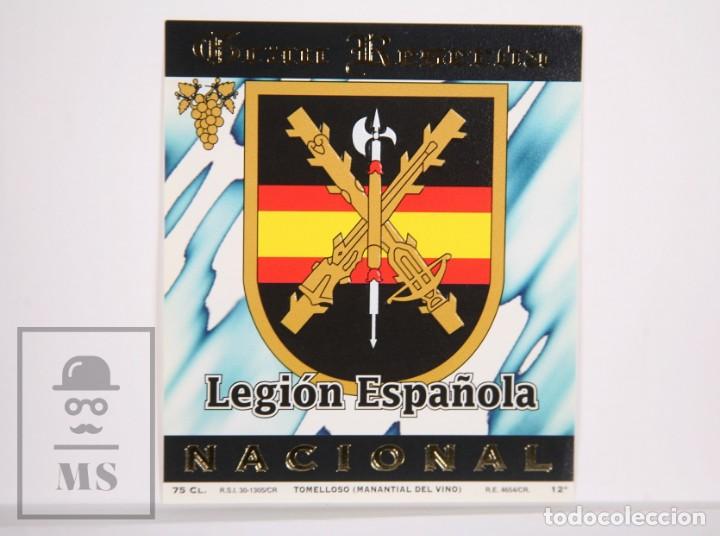 Etiquetas antiguas: Etiqueta Botella de Vino - Vino Nacional. Gran Reserva - Emblema Legi&oacute;n Espa&ntilde;ola - Tomelloso