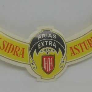 Gran sidra asturiana Arias Extra. Etiqueta collarín 17,5x6cm