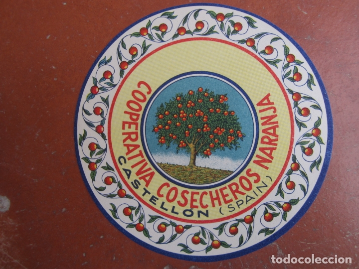 Etiquetas antiguas: etiqueta cooperativa cosecheros naranjas , castellon , spain