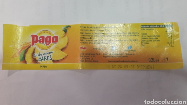Old Labels: Pago Zumos Espa&ntilde;a etiqueta