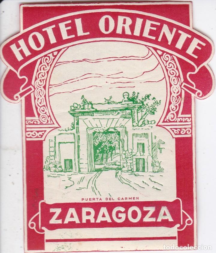 Etiquetas antiguas: ANTIGUA ETIQUETA DEL HOTEL ORIENTE DE ZARAGOZA