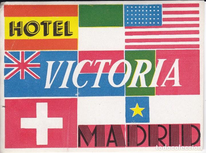 Etiquetas antiguas: ANTIGUA ETIQUETA DEL HOTEL VICTORIA DE MADRID