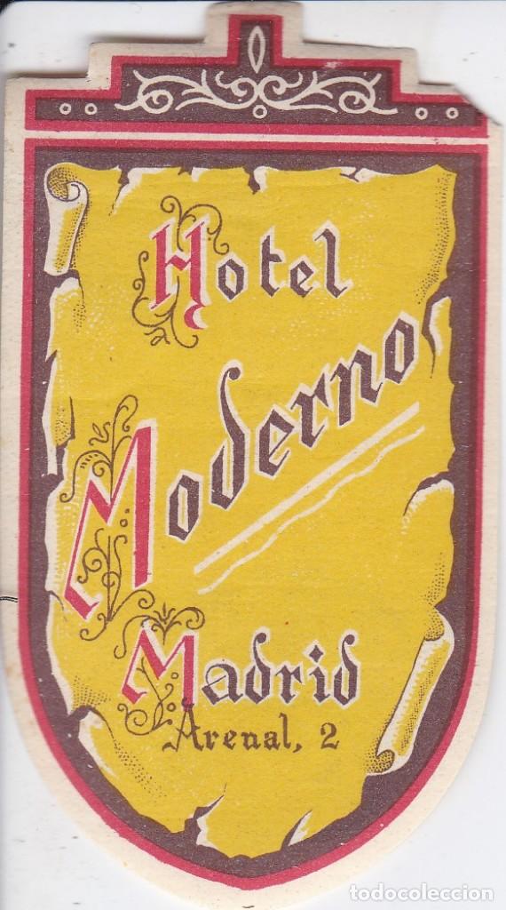 Etiquetas antiguas: ANTIGUA ETIQUETA DEL HOTEL MODERNO DE MADRID