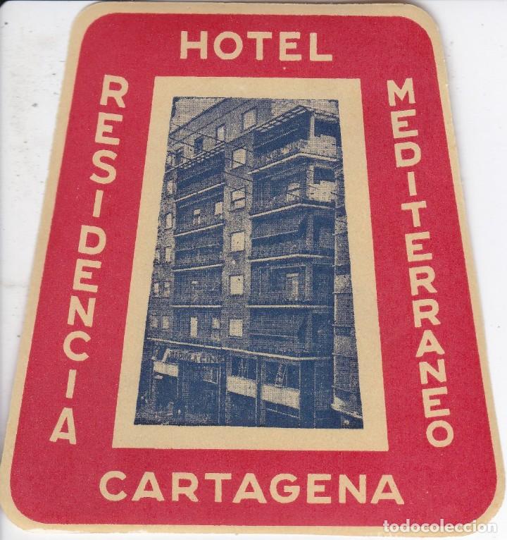 Etiquetas antiguas: ANTIGUA ETIQUETA DEL HOTEL MEDITERRANEO DE CARTAGENA