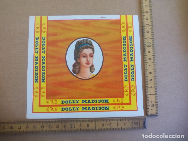 Etiquetas antiguas: DOLLY MADISON ANTIGUA ETIQUETA DE CAJA DE PUROS CIGARROS Cigar Box Label VITOLA