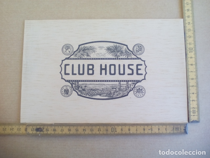 Etiquetas antiguas: CLUB HOUSE. ANTIGUA ETIQUETA DE CAJA DE PUROS CIGARROS Cigar Box Label VITOLA