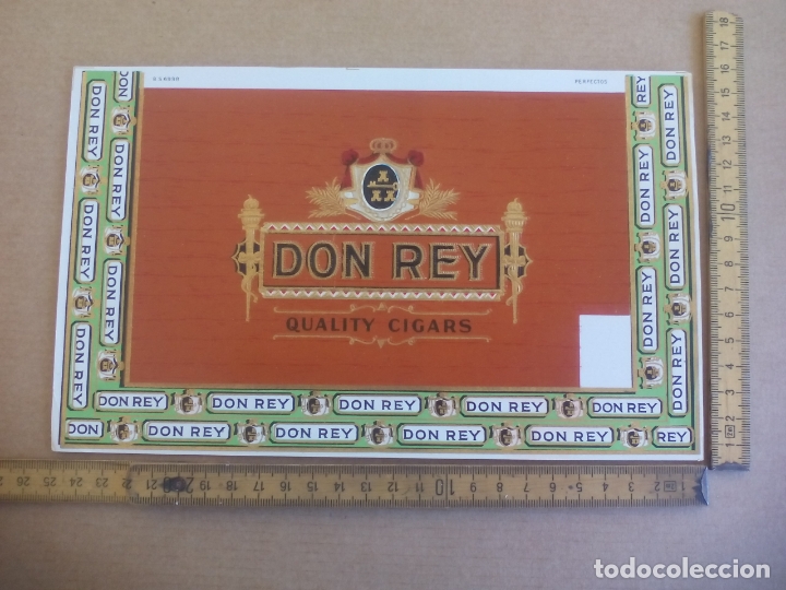 Etiquetas antiguas: DON REY QUALITY CIGARS. ANTIGUA ETIQUETA DE CAJA DE PUROS CIGARROS Cigar Box Label VITOLA