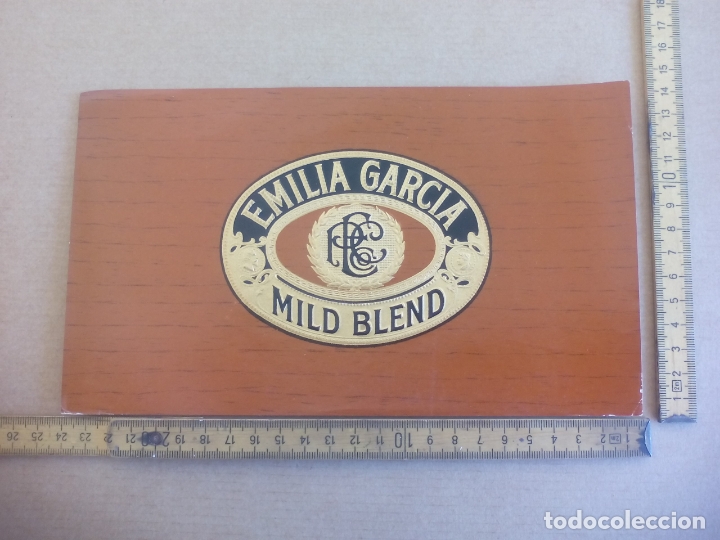 Etiquetas antiguas: EMILIA GARCIA. MILD BLEND. ANTIGUA ETIQUETA DE CAJA DE PUROS CIGARROS Cigar Box Label VITOLA