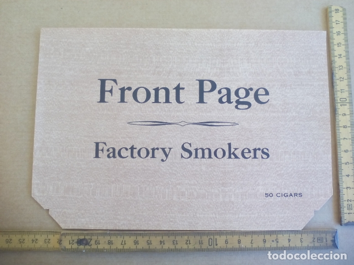 Etiquetas antiguas: FRONT PAGE FACTORY SMOKERS. ANTIGUA ETIQUETA DE CAJA DE PUROS CIGARROS Cigar Box Label VITOLA